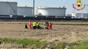 Incidente velivolo precipato San Nazzaro de Burgondi - foto Vigili del fuoco
