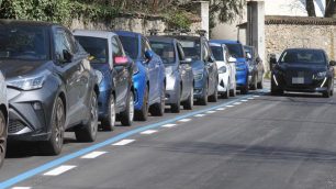 Monza, le strisce blu in via Boccaccio - foto Radaelli