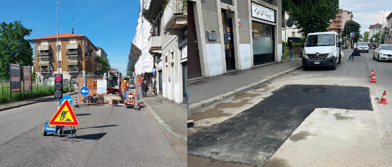 Monza lavori Brianzacque in via Cavallotti propedeutici all'intervento a Triante - foto Brianzacque