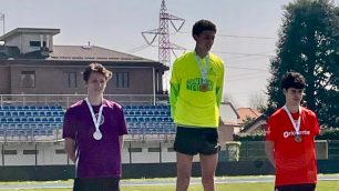 Atletica Podio Seregno da sx Terragni Contigiani Lanzillotta 2025