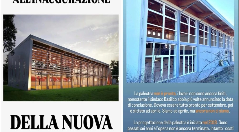 Pesce d'aprile sulla palestra a Cogliate