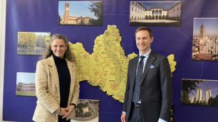 La sottosegretaria lombarda Federica Picchi e il presidente del consiglio regionale Federico Romani in Provincia a Monza