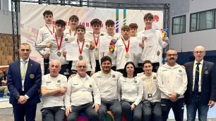 GINNASTICA gruppo atleti e staff tecnico azzurro a Berlino 2025 Foto Federginnastica