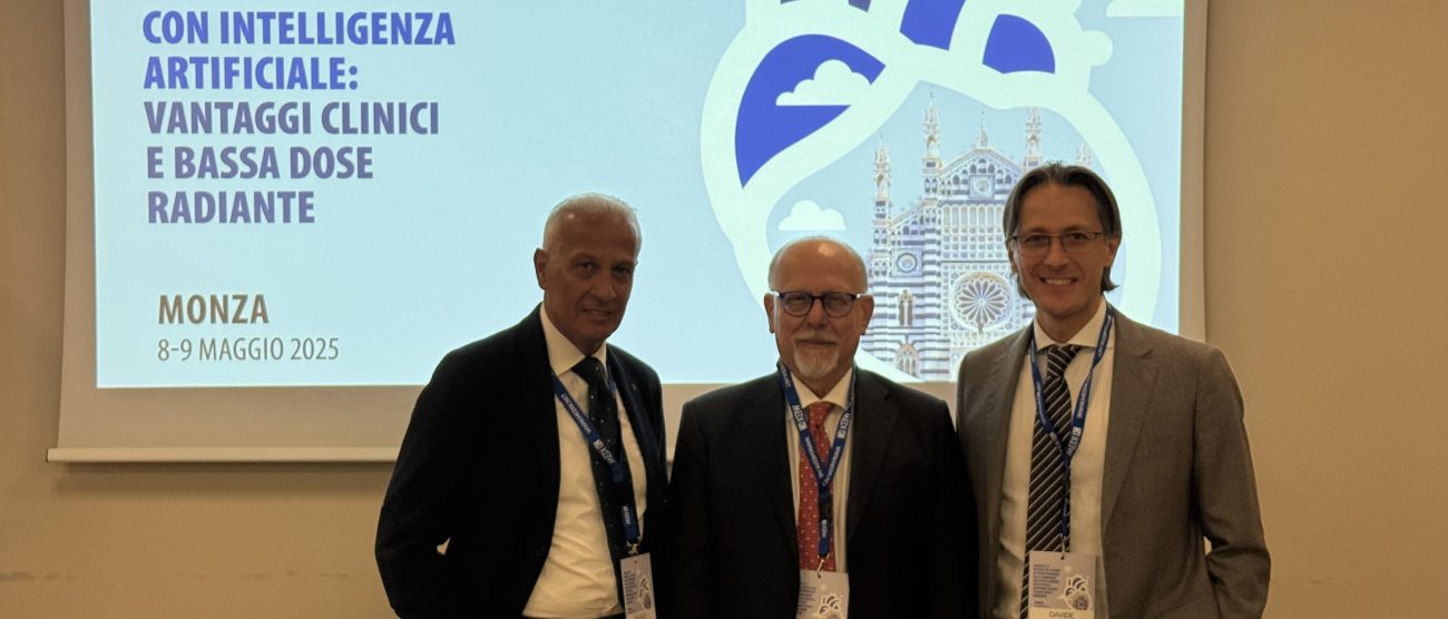 Radiologia e intellingenza artificiale a Monza: da sinistra Rocco Corso, il presidente dell'Irccs Claudio Cogliati, Davide Ippolito