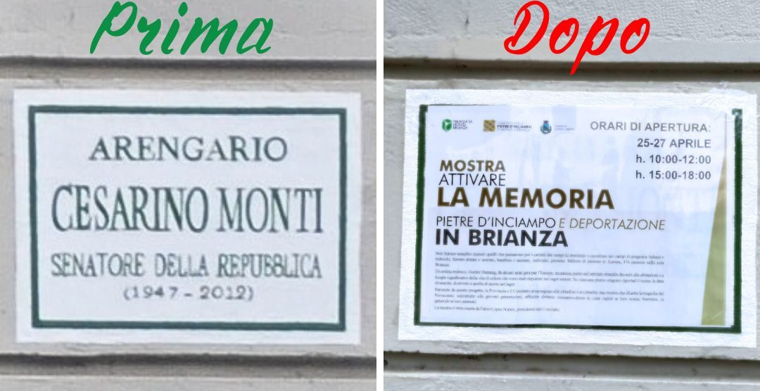 La targa di Cesarino Monti coperta a Ceriano