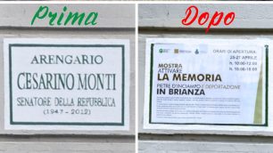 La targa di Cesarino Monti coperta a Ceriano