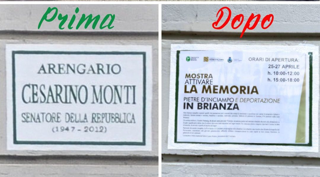 La targa di Cesarino Monti coperta a Ceriano