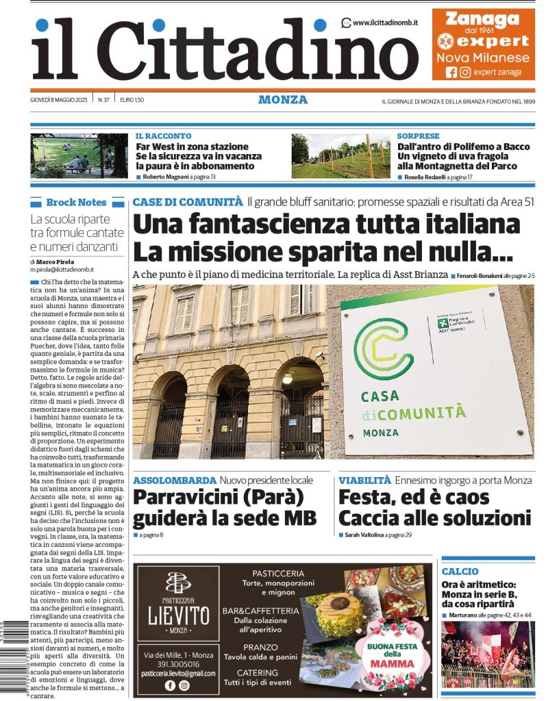 il Cittadino prima pagina Monza 8 maggio 2025