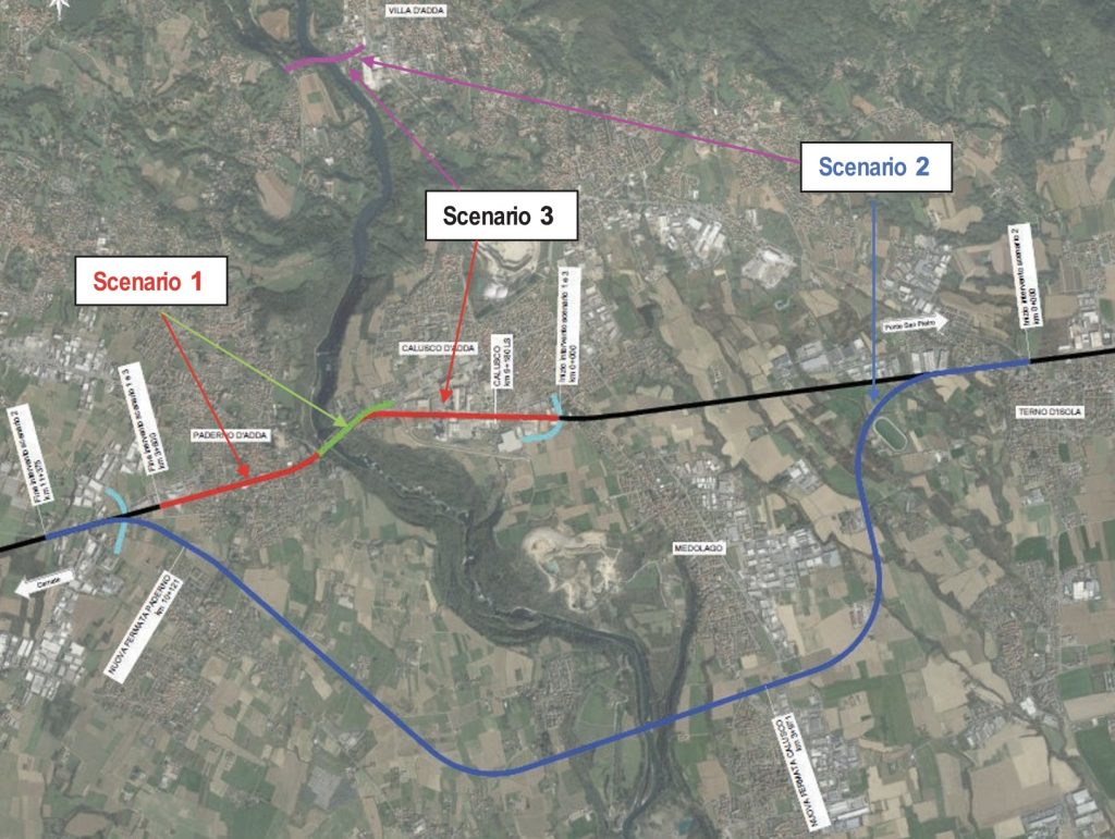I tre scenari per il ponte sull'Adda