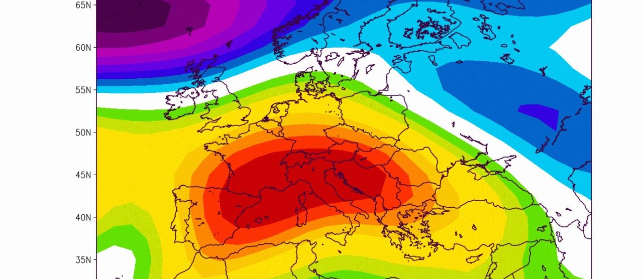 L'ondata di caldo in una grafica pubblicata da 3bmeteo.it