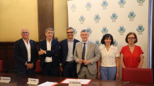 Firma protocollo Monza, Inps, Caritas Ambrosiana, Società San Vincenzo De Paoli e AFOL Monza Brianza - foto Radaelli