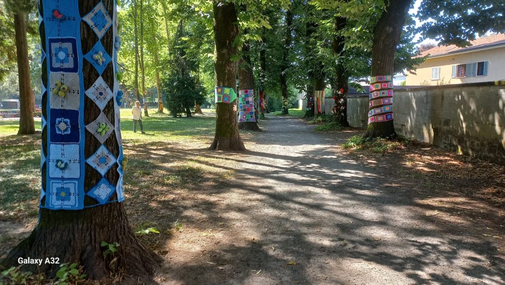 Albiate Argento Vivo yarn bombing parco Villa Campello per i 30 anni - foto per concessione di Daniele Erba