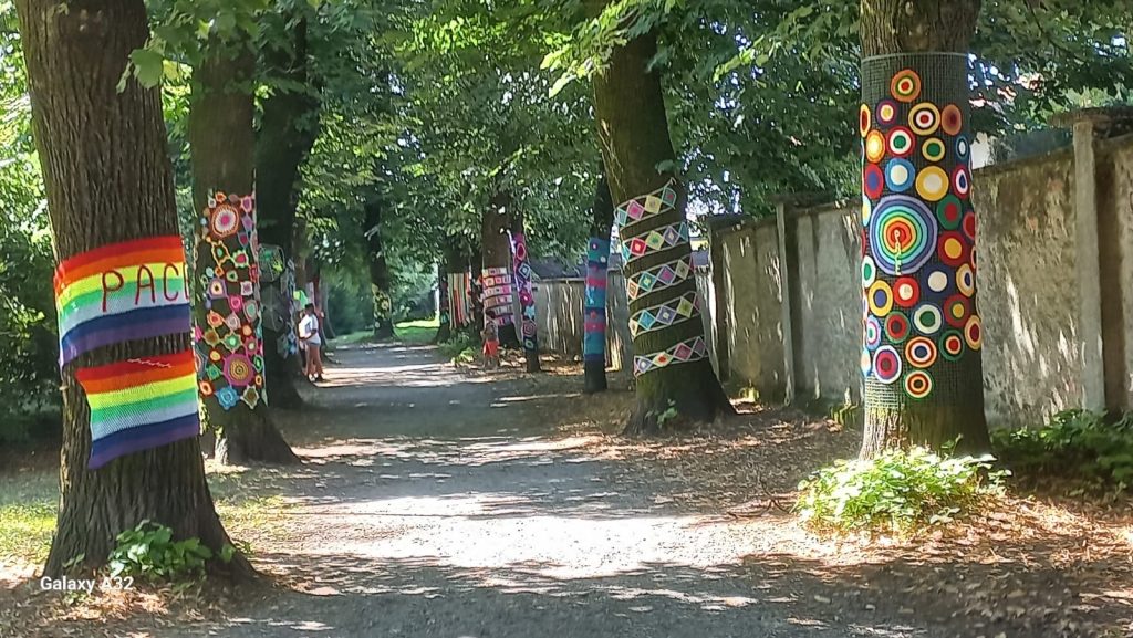 Albiate Argento Vivo yarn bombing parco Villa Campello per i 30 anni - foto per concessione di Daniele Erba