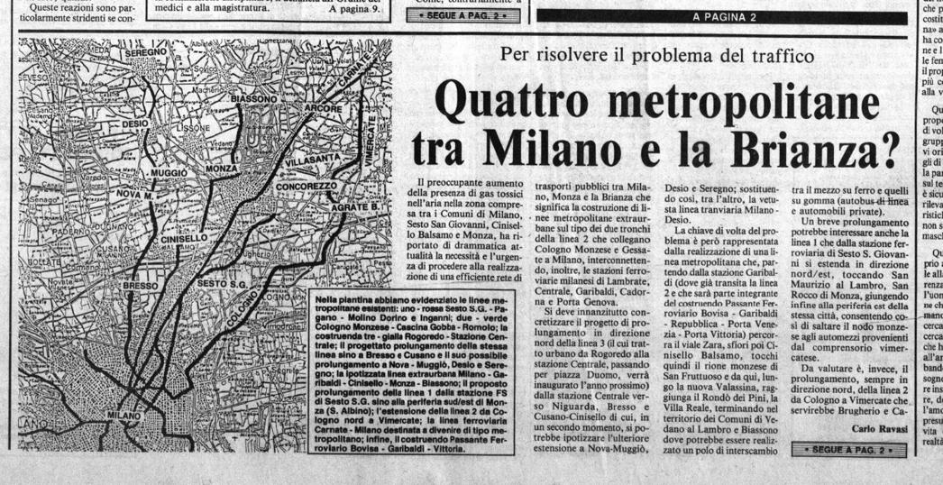 Metropolitana a Monza il Cittadino anno 1989