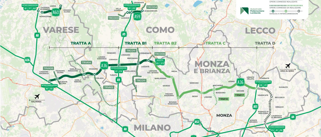 Mappa Autostrada Pedemontana Lombarda