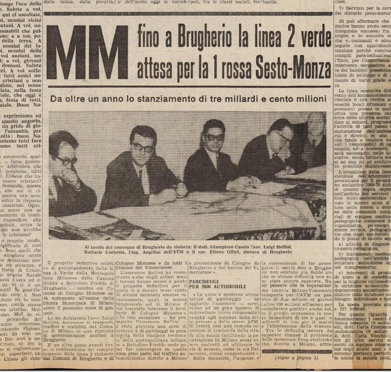 Metropolitana a Monza il Cittadino anno 1970