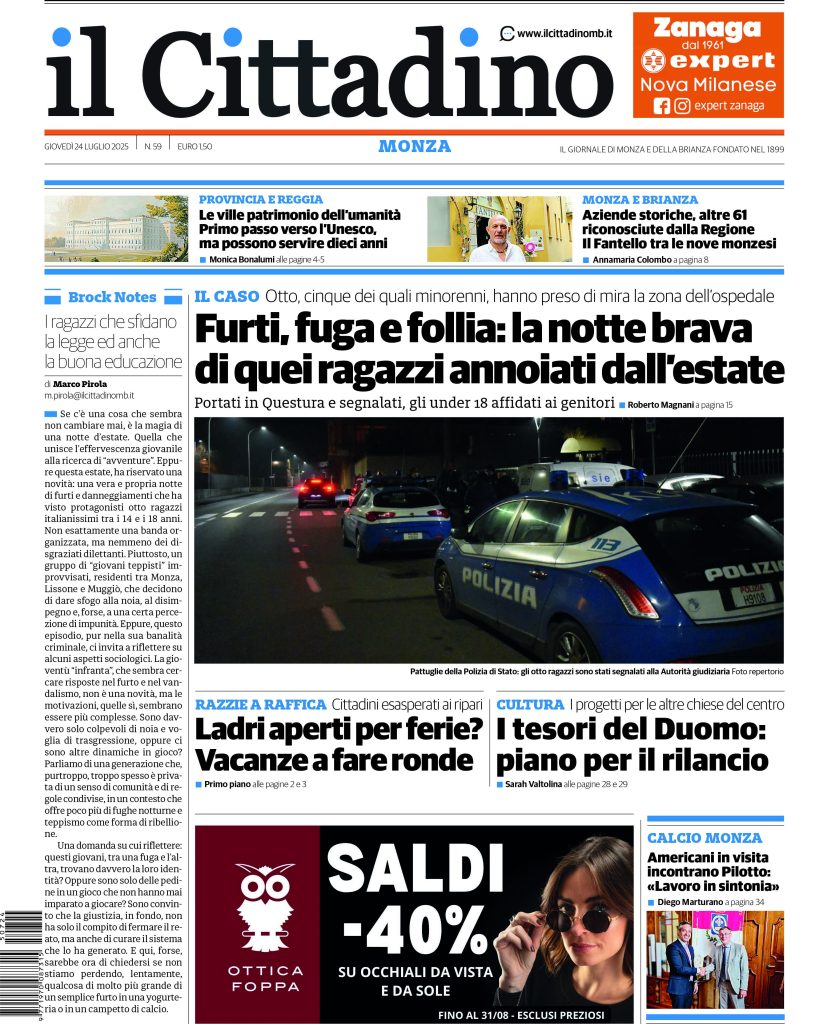 Prima pagina il Cittadino giovedì 23 luglio 2025