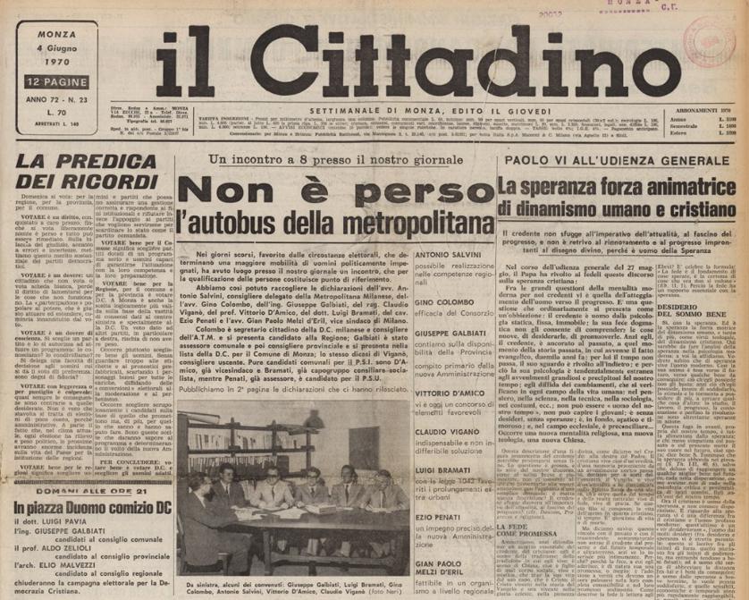 Metropolitana a Monza il Cittadino anno 1970