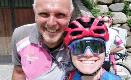 Sara Fiorin con papà Daniele sulle strade del Giro d'Italia