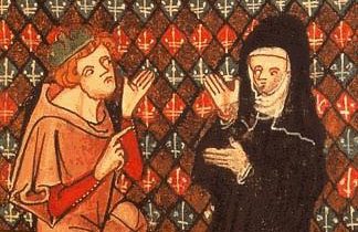 Abelardo e Eloisa in una miniatura del XIV-secolo - foto Wikipedia