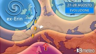 Meteo ex uragano Erin fine agosto 2025