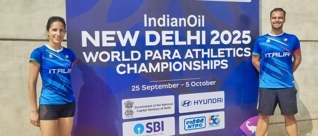 Atletica Antonella Inga e la guida Mauro Ranucci in azzurro