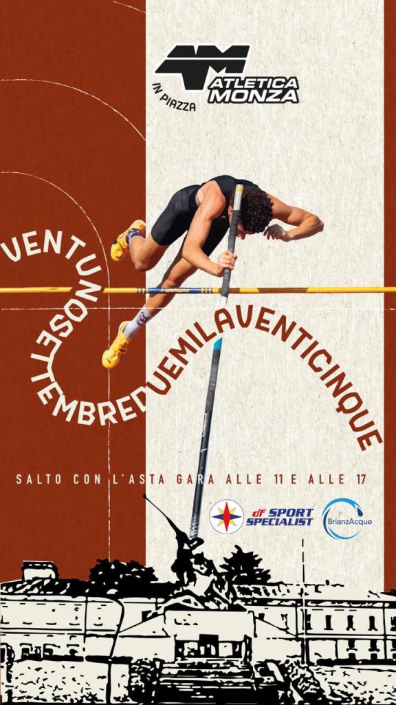 La locandina della gara di salto con l'asta a Monza