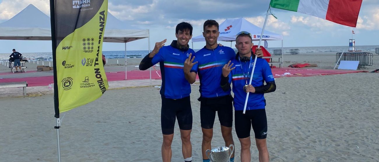 Lissone triathlon da sinistra Murero Ceddia Finazzi a Cervia 2025