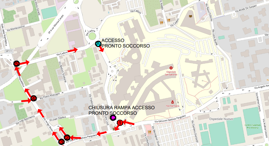 Ospedale Monza deviazione pronto soccorso