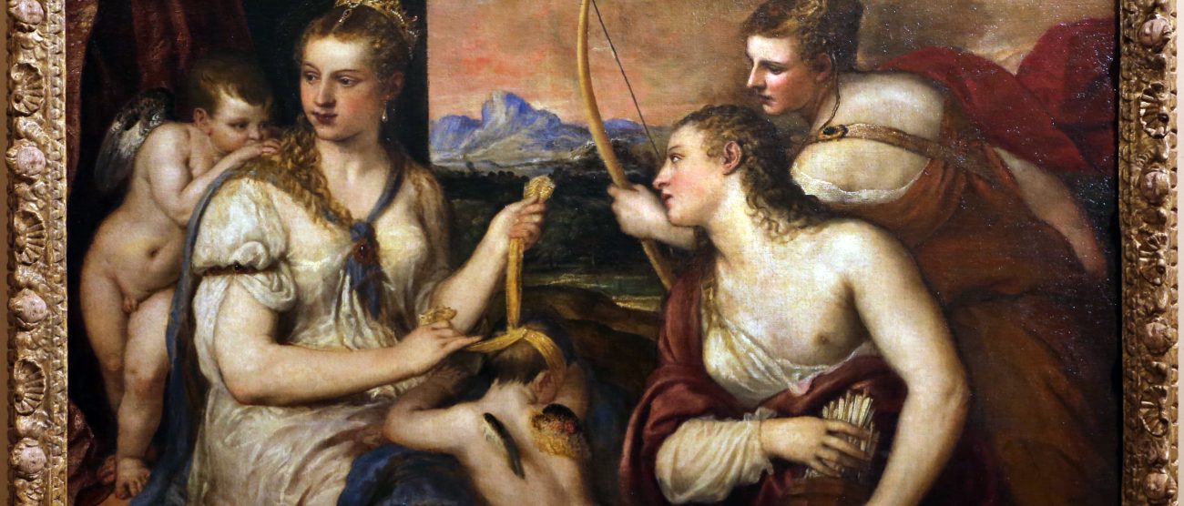 Venere che benda Amore di TIziano