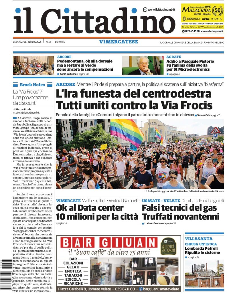 Il Cittadino 2025 prime pagine 27 settembre