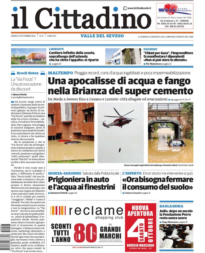 Il Cittadino 2025 prime pagine 27 settembre