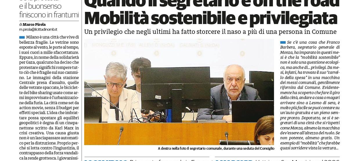 Il Cittadino Monza prima paigina 25 settembre 2025