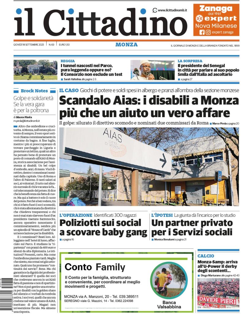 Prima pagina il Cittadino 18 settembre 2025