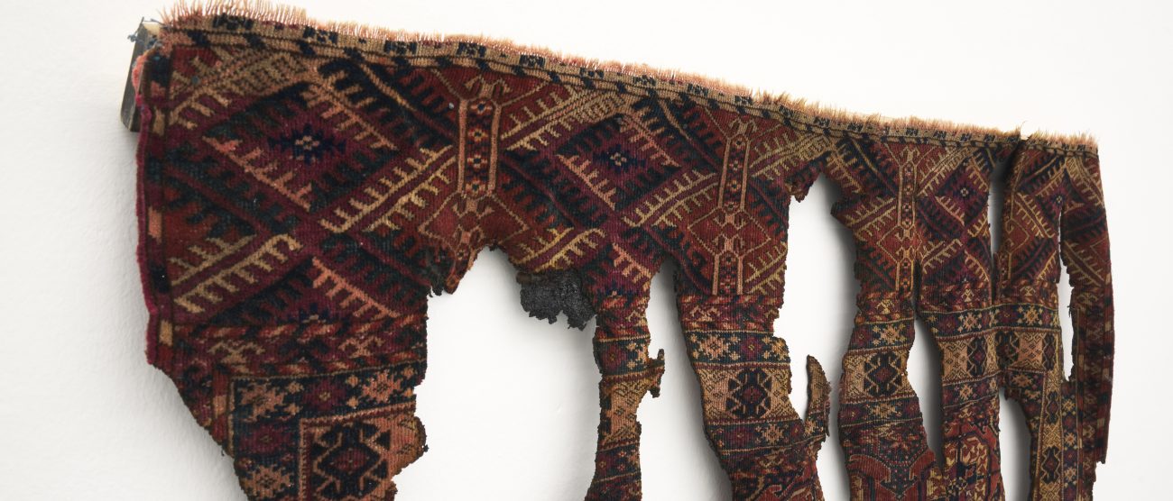 Ariel Schlesinger Untitled (Burnt Turkmenistan carpet), 2021 Burnt carpet Courtesy Galleria Massimo Minini, Brescia