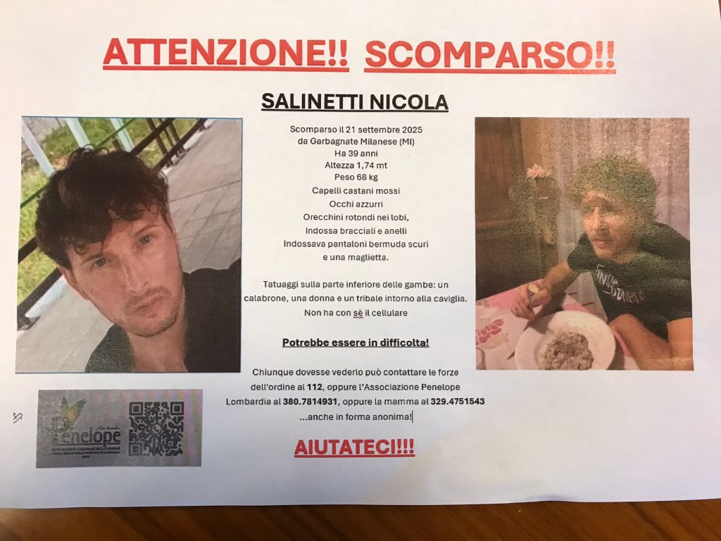 Appello Penelope Nicola Salinetti scomparso