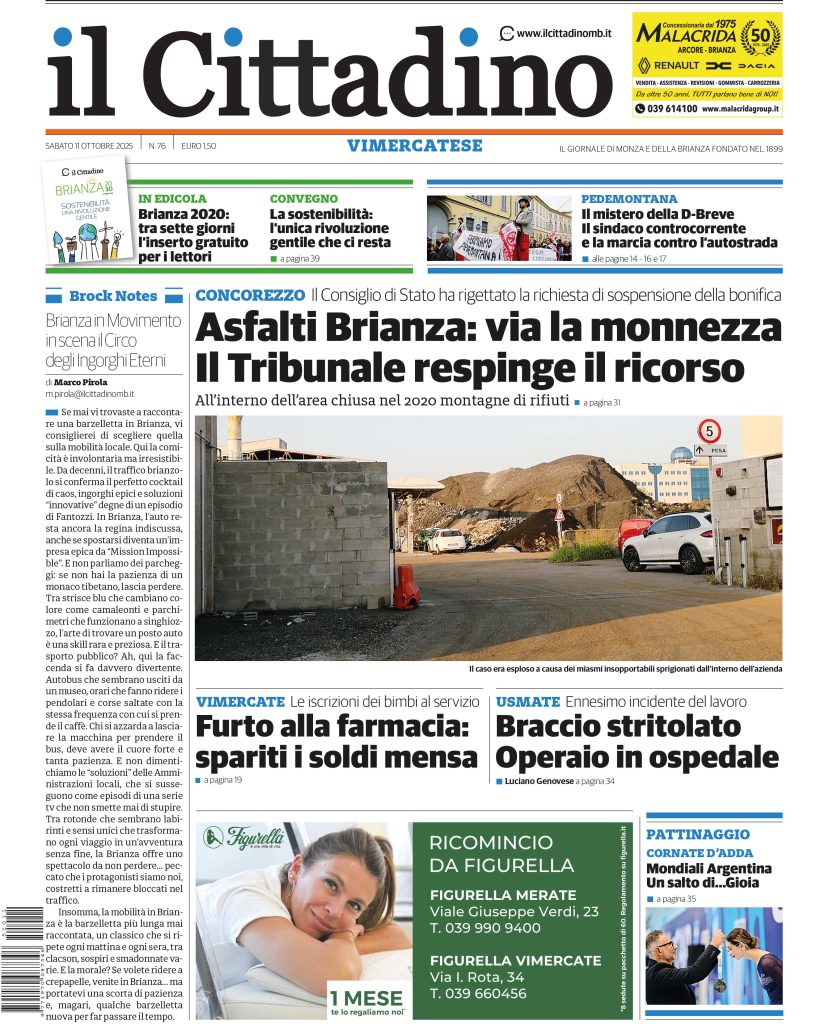 Il Cittadino prime pagine 11 ottobre 2025