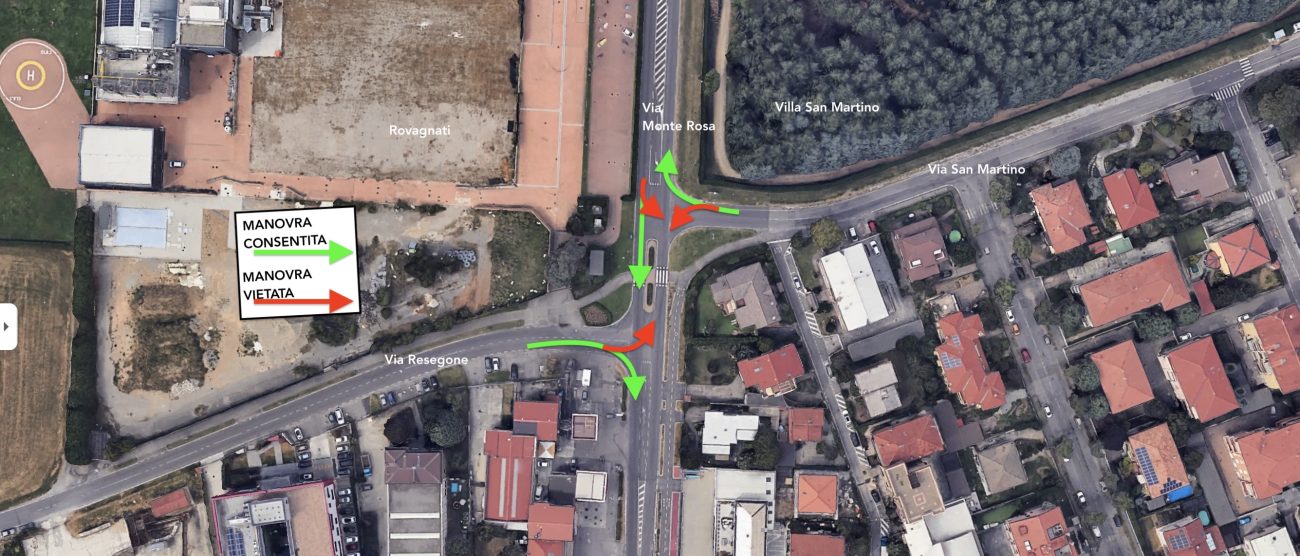 Le modifiche viabilistiche in via Monte Rosa ad Arcore