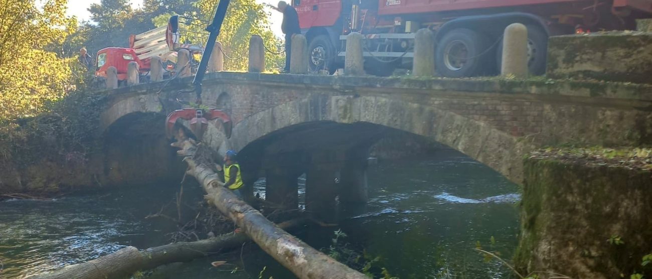 Monza pulizia Ponti sul Lambro nel parco