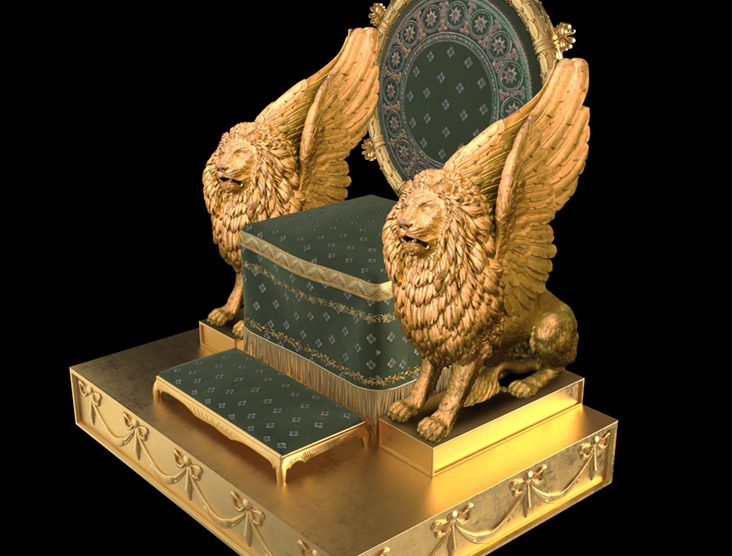 La ricostruzione del trono per l'incoronazione di Napoleone