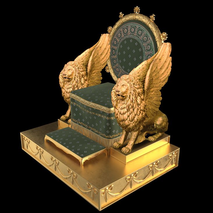 La ricostruzione del trono per l'incoronazione di Napoleone