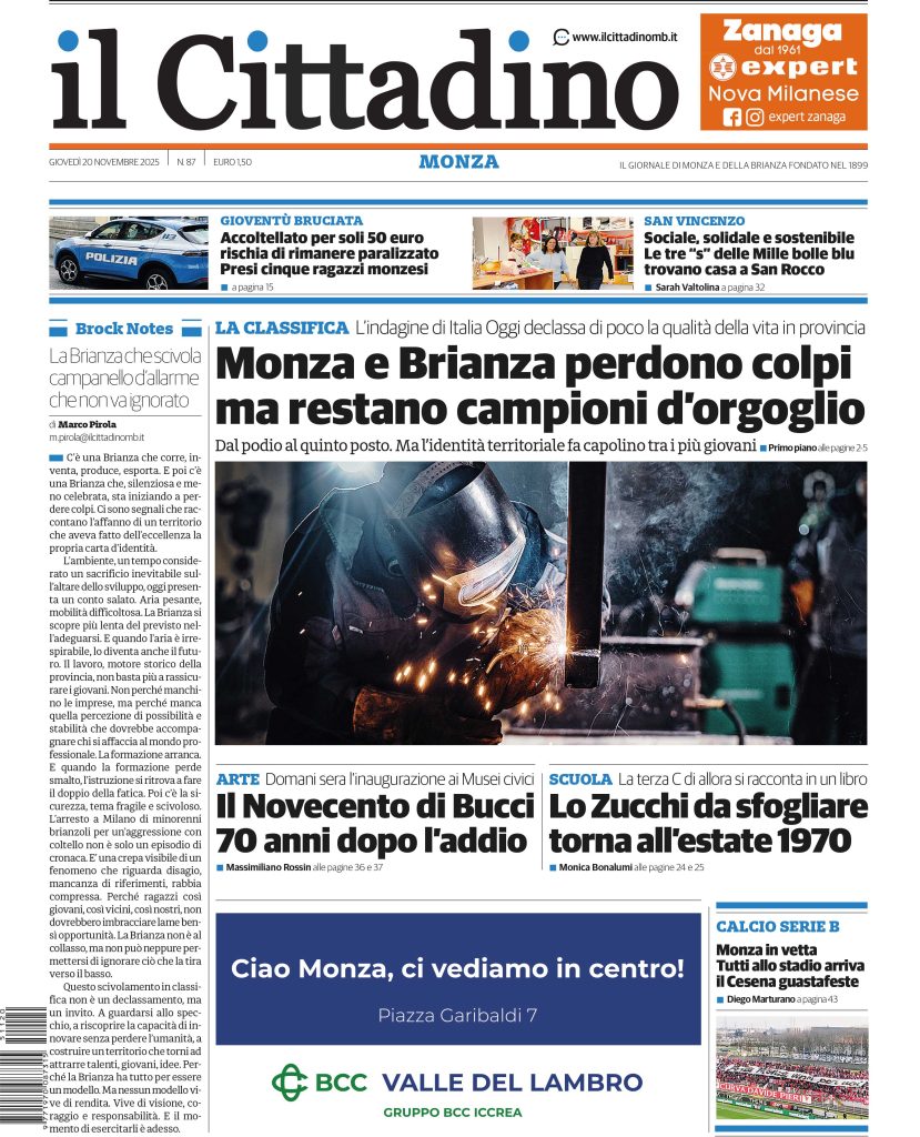Il Cittadino prima pagina 20 novembre 2025