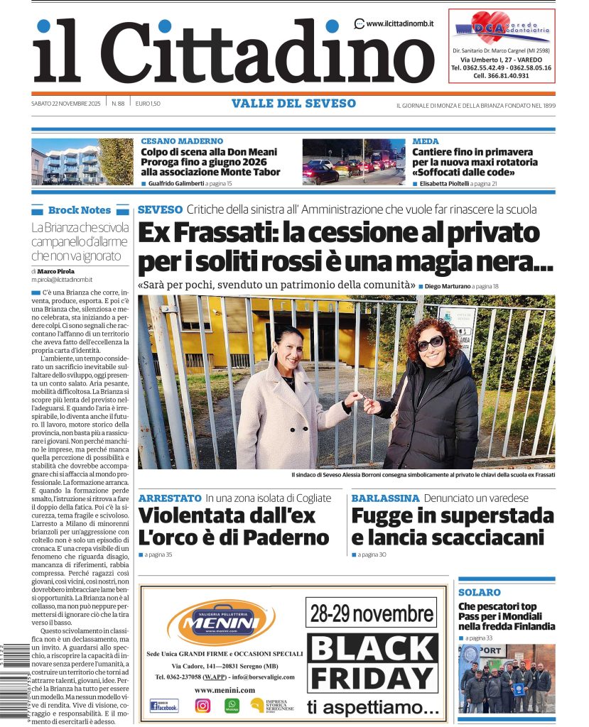 Il Cittadino 2025 prime pagine 22 novembre