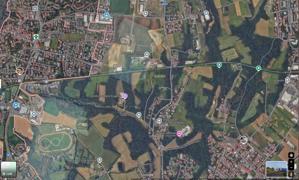 Pedemontana Maps I Colli briantei e da est a ovest il territorio su cui impatta Pedemontana lungo a sud della ferrovia verso la Sp 7 nel comune di Lesmo