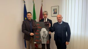 Il segretario nazionale Siap Enzo Delle Cave e il segretario provinciale di Monza e della Brianza, Giuseppe Runza con il questore