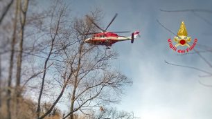 L'elicottero Drago intervenuto a Cornate d'Adda