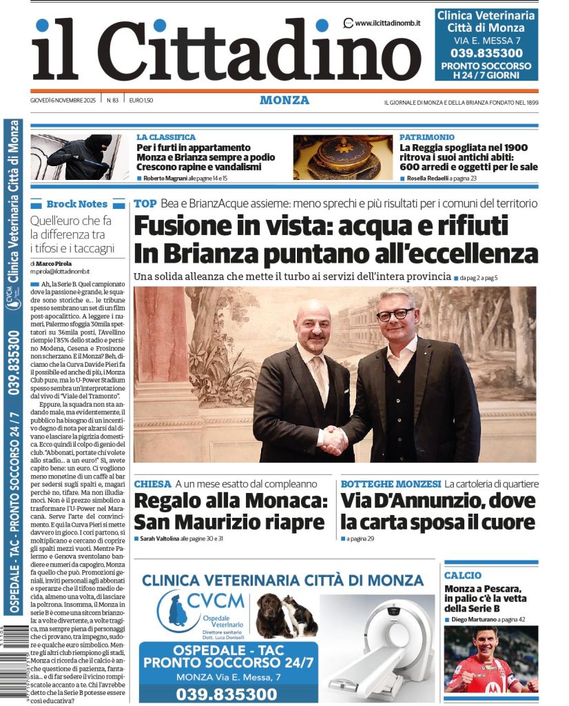 Prima pagina Il Cittadino 6 novembre 2025