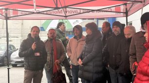 Il presidio alla ST di Agrate Brianza