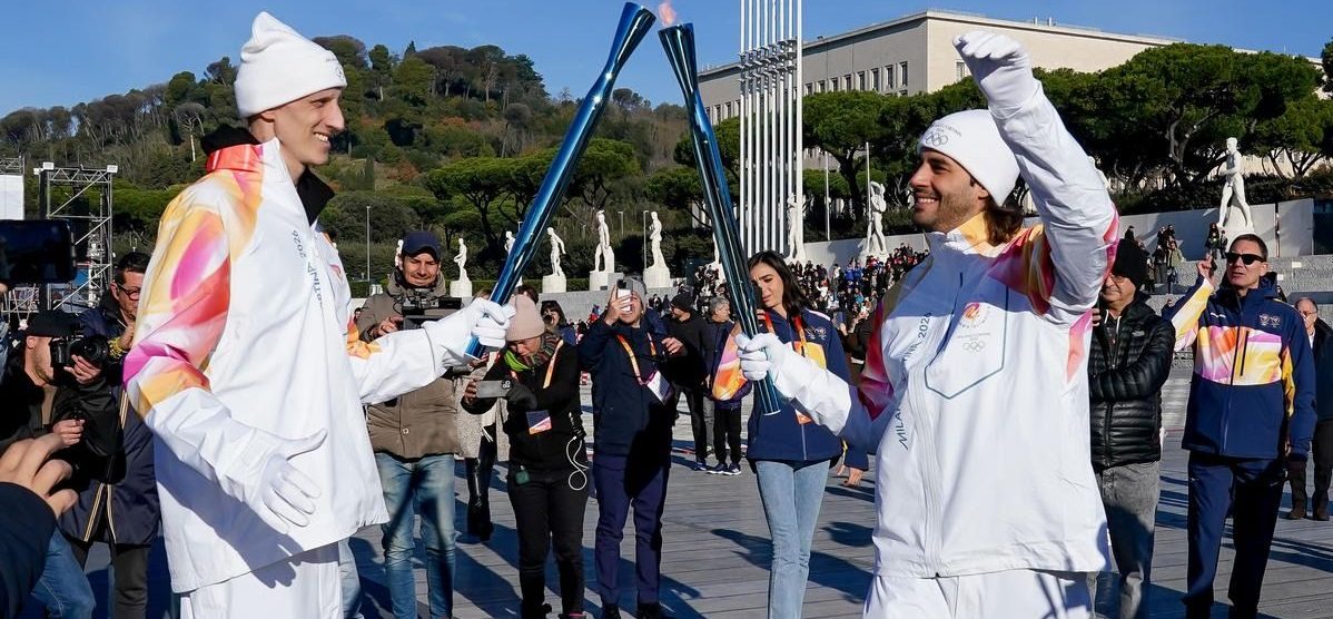 Olimpiadi fiaccola Roma Tamberi Polonara - foto Coni/Ferraro