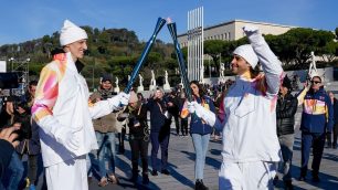 Olimpiadi fiaccola Roma Tamberi Polonara - foto Coni/Ferraro